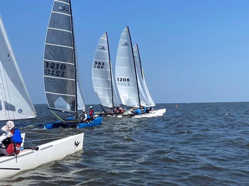 Hobie 20 racecourse action on the waters of Lake Hefner photo copyright Josh and Whitney Benge collection taken at Oklahoma City Boat Club and featuring the Hobie 18 class