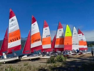 Hobie 18 North American Championships - The ‘Quinault Sunset' sails specially made for the '23 H18 NA Championship photo copyright John Forbes taken at  and featuring the Hobie 18 class