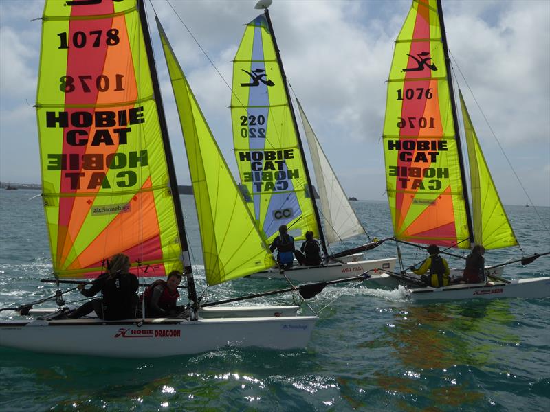 Channel Islands Hobie Cat Championships photo copyright Elaine Burgis taken at Royal Channel Islands Yacht Club and featuring the Hobie Dragoon class