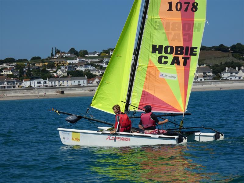 Hobie Dragoons Juniors Will Dengate and Archie de Carteret during the Love Wine 'Summer Breeze' Series in Jersey - photo © Elaine Burgis