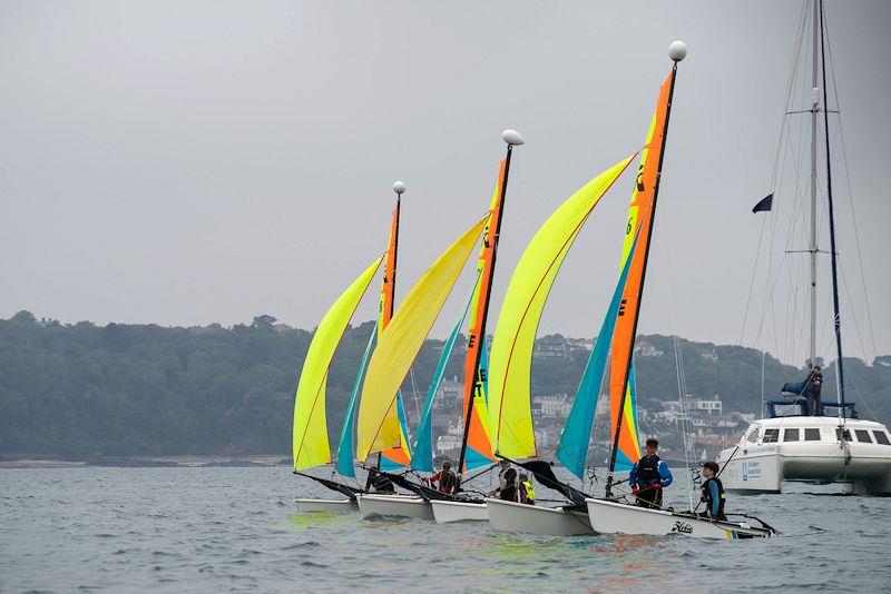 Class 7 Dragoons - Nick Cousins Memorial Spring Regatta at Royal Channel Islands YC photo copyright Simon Ropert taken at Royal Channel Islands Yacht Club and featuring the Hobie Dragoon class