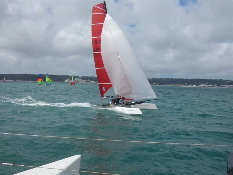 Hobie Wild Cat during the Savills Channel Islands Hobie Cat Championships photo copyright Elaine Burgis taken at Royal Channel Islands Yacht Club and featuring the Hobie Wild Cat class