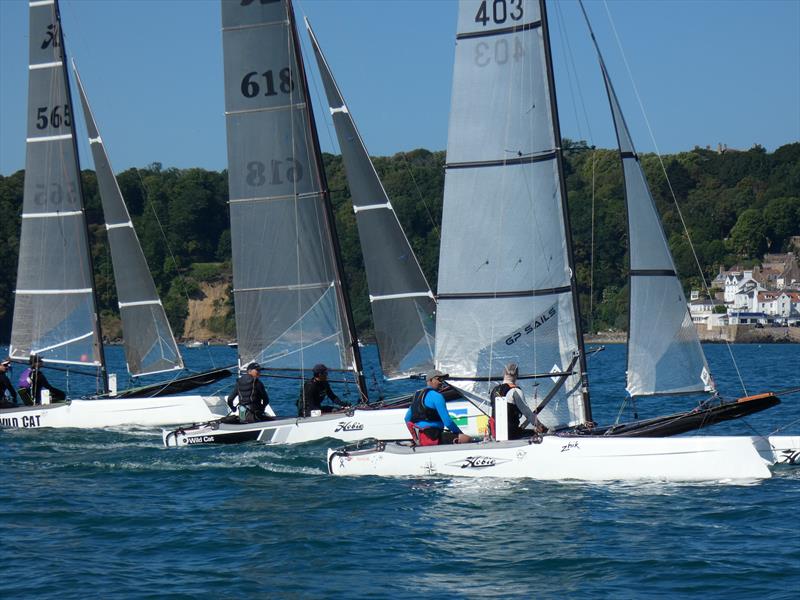 RCIYC Hobie Fleet - Love Wine 'Summer Breeze' series photo copyright Elaine Burgis taken at Royal Channel Islands Yacht Club and featuring the Hobie Wild Cat class