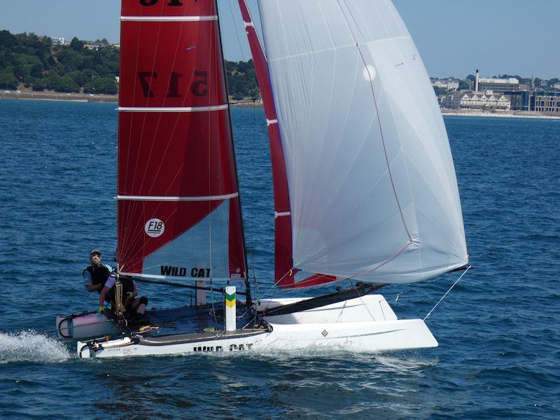 Andy Hart and Michael Kinross win the Hobie Wildcat class at the Channel Islands Hobie Cat Championships 2018 photo copyright Elaine Burgis taken at Royal Channel Islands Yacht Club and featuring the Hobie Wild Cat class