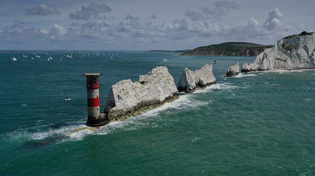 Aerial shot of the Needles photo copyright Paul Wyeth / www.pwpictures.com taken at Island Sailing Club, Cowes and featuring the HP30 class