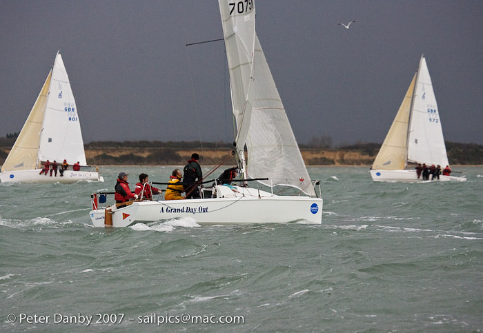 The wind plays tricks in the Solent on week 5 of the Garmin Hamble Winter Series photo copyright Peter Danby taken at Hamble River Sailing Club and featuring the  class