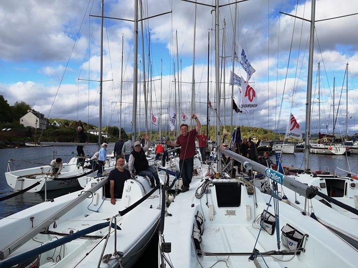 Sixteen 707s rafted up in the Scottish Series at Clyde photo copyright Emily Smith taken at Clyde Cruising Club and featuring the 707 class