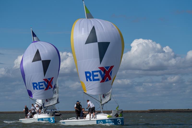 RCYC 707 3 leads the Class 5 fleet during Burnham Week 2025 photo copyright Petru Balau Sports Photography / sports.hub47.com taken at Royal Corinthian Yacht Club and featuring the 707 class