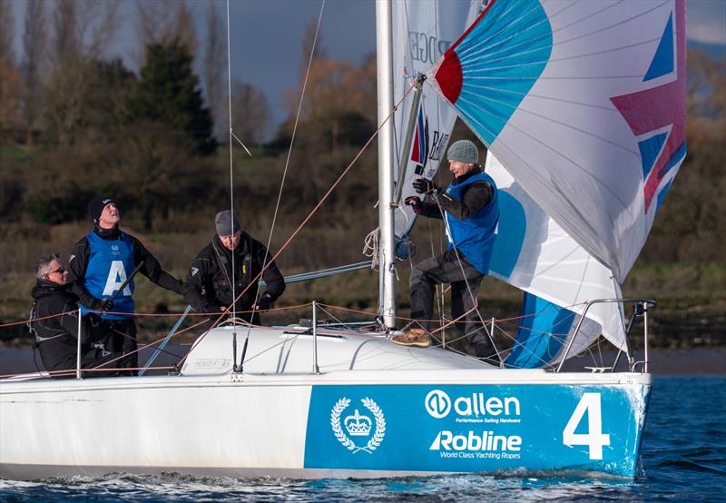 Richard Higgins, Andy Marshall, Hugh Watson and Nick Elder, Hunter 707, sail during the 2026 edition of the Keelboat Endeavour photo copyright Petru Balau Sports Photography / sports.hub47.com taken at Royal Corinthian Yacht Club and featuring the 707 class