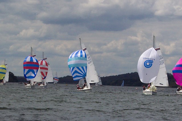 Racing in the Hunter Formula One nationals at Rutland photo copyright Bruce Bonar taken at Rutland Sailing Club and featuring the Hunter Formula One class