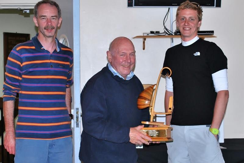 Hunter Formula One nationals winners (l to r) Dave Borrett, Chris Wright and Matt Hollis of Kingfisher photo copyright Linda Jones taken at Rutland Sailing Club and featuring the Hunter Formula One class