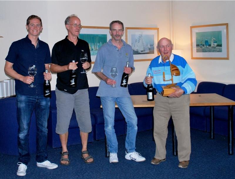 Nick Hollis, Mark Felton, David Borrett and Chris Wright win the Hunter Formula One National Championships 2015 photo copyright Hugh Neill taken at Rutland Sailing Club and featuring the Hunter Formula One class