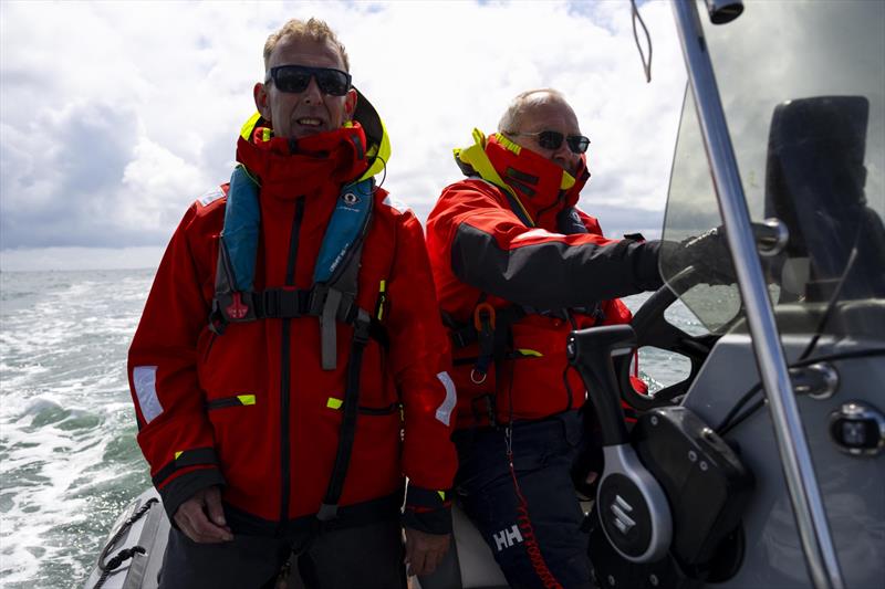 Scot Wellar & Phil Carr, sponsor Wetsuit Outlet supporting the Hurricane 5.9 SX Europeans during Eurocat at Carnac photo copyright David Maynard / www.alleycatphotographer.com taken at Yacht Club de Carnac and featuring the Hurricane 5.9 SX class