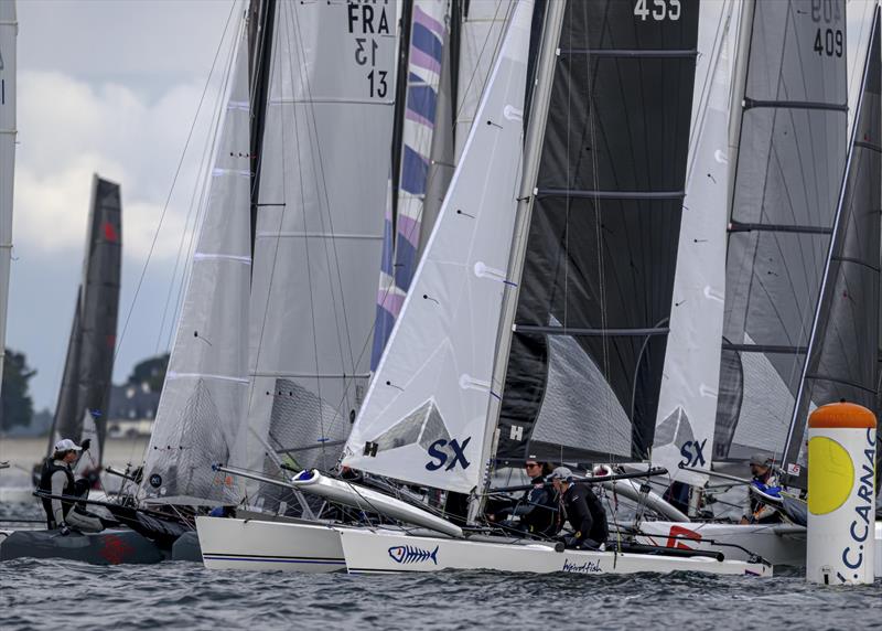A tight squeeze at the pin end during the Hurricane 5.9 SX Europeans during Eurocat at Carnac - photo © David Maynard / www.alleycatphotographer.com