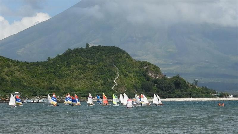 The 31 boat fleet with Kapuntukan Hill and Mayon Vocanoin the background - The Exciting Bicol Oz Goose National Championships photo copyright stolenshots photography taken at  and featuring the  class