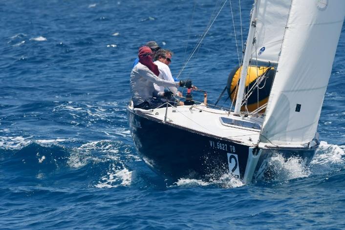 2nd St. Thomas Yacht Club Invitational Regatta: Third place (l-r) the USVI's Morgan Avery (red mask), Mike Finley (white shirt) and Greer Scholes (blue shirt) - photo © Dean Barnes