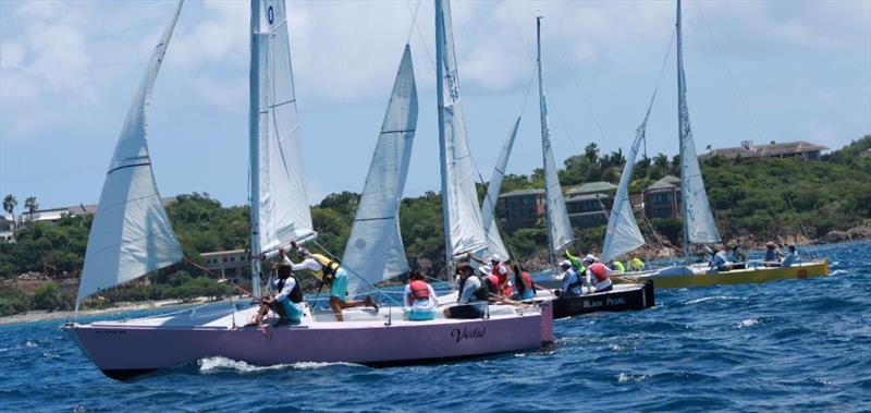 6th Annual USVI Hotel & Tourism Association Regatta - Teams line up for a close finish! L to R: Team Frenchman's Cove, Team Pink Palm Hotel, Team USVI Department of Tourism, and Team Coral World - photo © STSC / C Bareuther