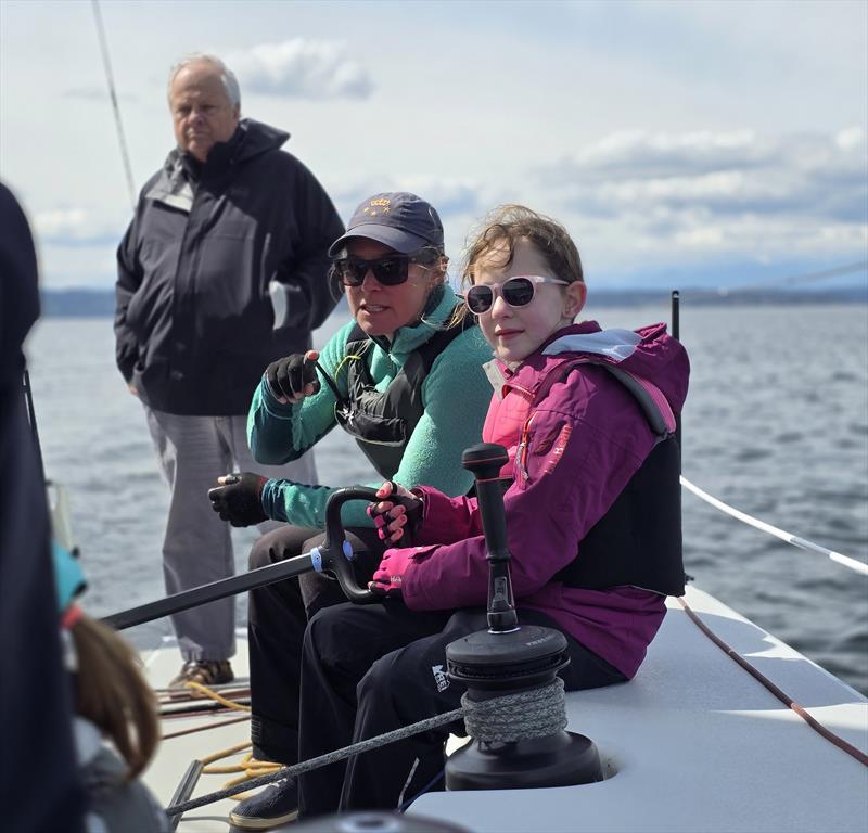 Claire (age 8) joins Cascadia Sailing for an day of keelboat sailing, where she enjoys some pro driving tips from Jen Glass, the team's tactician photo copyright Image courtesy of Cascadia Sailing Collection taken at Seattle Yacht Club and featuring the IC37 class