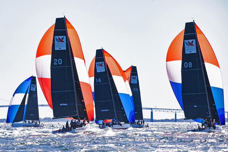 Intense fleet racing in the identical IC37s of the NYYC - photo © Nic Douglass @SailorGirlHQ
