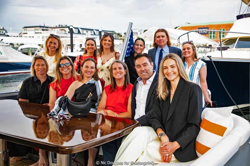 The full team, including coach, with Mark Richards, CEO and Founder of Palm Beach Motor Yachts - photo © Nic Douglass @SailorGirlHQ