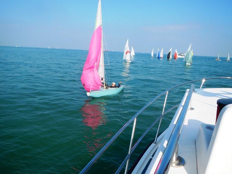 Serena in the lead during race 1 of the Bembridge Illusion Picnic Hamper and Invitational photo copyright Mike Samuelson taken at Bembridge Sailing Club and featuring the Illusion class