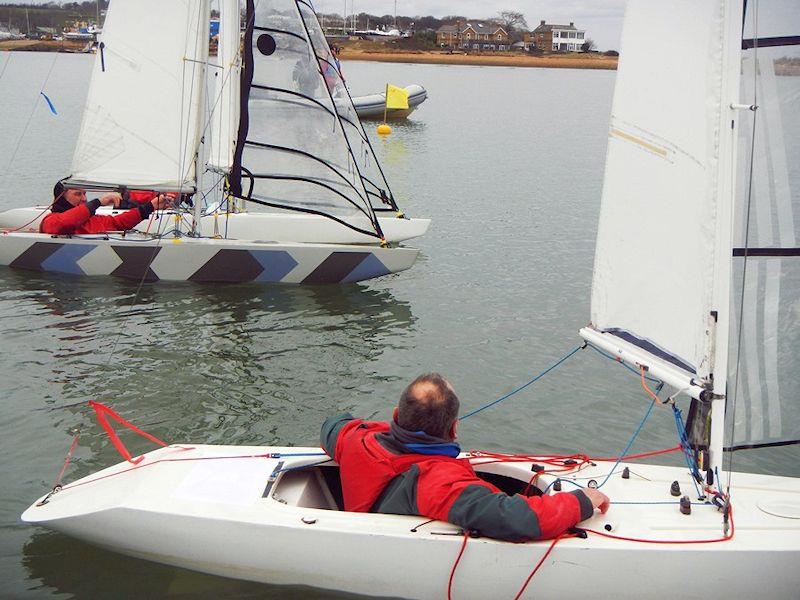 Bembridge Illusion team racing - a close finish photo copyright Mike Samuelson taken at Bembridge Sailing Club and featuring the Illusion class