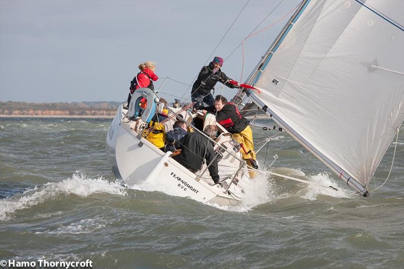 2017 Hamble Winter Series week 4 photo copyright Hamo Thornycroft / www.yacht-photos.co.uk taken at Hamble River Sailing Club and featuring the Impala 28 class