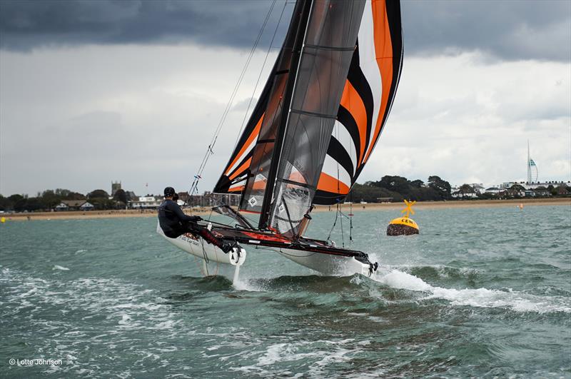 Nacra 20 during the Stokes Bay Cat Open photo copyright Lotte Johnson / www.lottejohnson.com taken at Stokes Bay Sailing Club and featuring the Formula 20 class