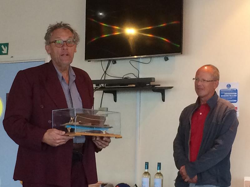 Admiral Bert Hemminga explaining the symbolism of the new trophy during the International 12 Foot Dinghy Friendship Regatta at Rutland photo copyright Vincent Delany taken at Rutland Sailing Club and featuring the International 12 class