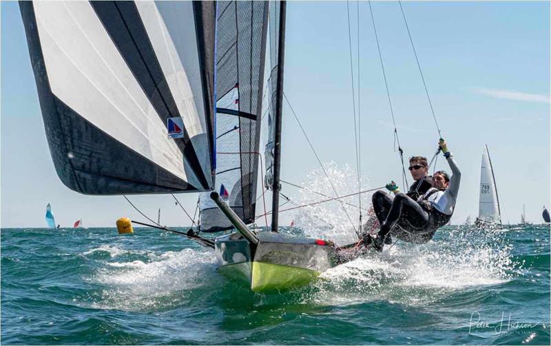 Archie Massey & Harvey Hillary during the I14 Hayling Hull held at the HISC Whitsun Regatta photo copyright Peter Jackson taken at Hayling Island Sailing Club and featuring the International 14 class