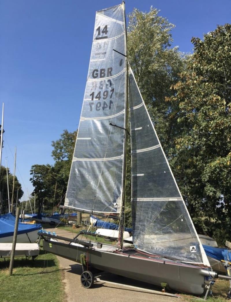 I14 fleet newcomers Jock and Emily photo copyright I14GBR taken at Hayling Island Sailing Club and featuring the International 14 class