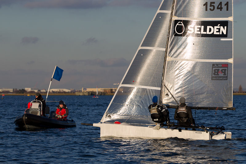 Roger Gilbert and Ben McGrane win the 38th Bloody Mary photo copyright Ian Roman / www.ianroman.com taken at Queen Mary Sailing Club and featuring the International 14 class