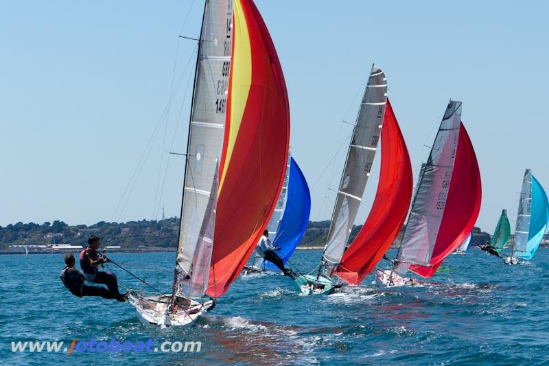 Weymouth Dinghy Regatta photo copyright Steve Bell / www.fotoboat.com taken at  and featuring the International 14 class