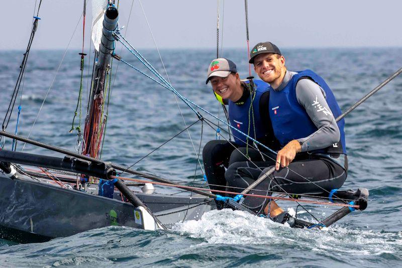 Jock Calvert and Emily Covell in the I14 Prince of Wales Challenge Cup race photo copyright Tim Olin / www.olinphoto.co.uk taken at Tynemouth Sailing Club and featuring the International 14 class