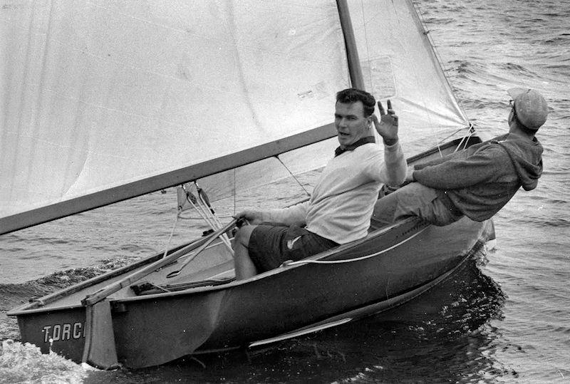 Bruce Kirby sailing the first of his International 14s  - photo © Kirby Family