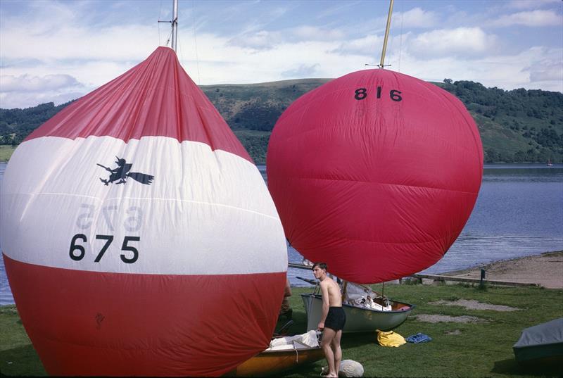 Two International 14s rigging in 1964, including the first winner WitchWay 675 - photo © Robin Steavenson