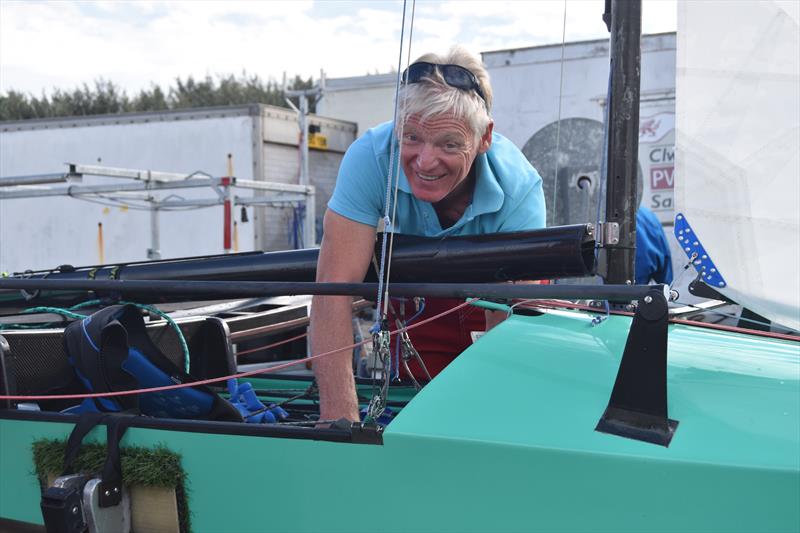 Robin Wood had looked at the forecast and was smiling on day 3 of the International Canoe Worlds at Pwllheli - photo © David Henshall