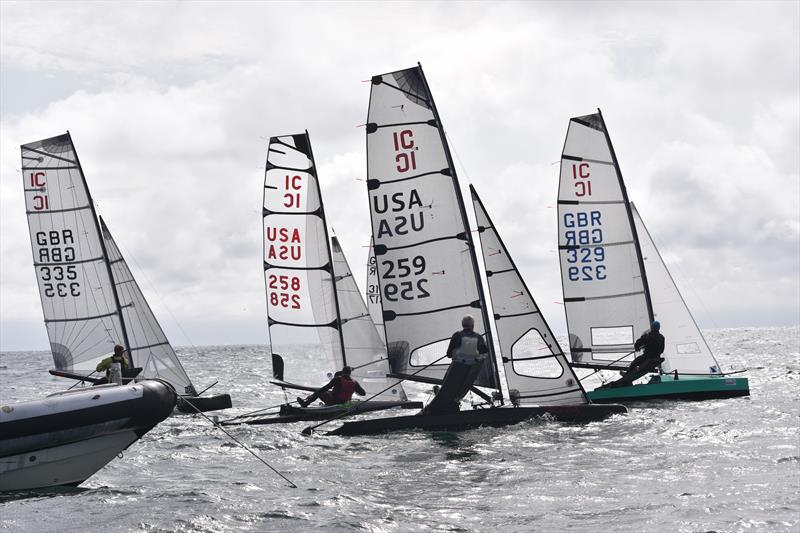 Only six boats on the start line but a lot of tactical positioning at play during the International Canoe Worlds at Pwllheli - photo © David Henshall