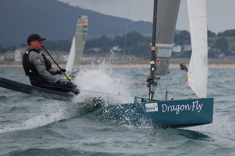 Alistair Warren in his Dragonfly seemed to enjoy a bow up attitude round the course on day 6 of the International Canoe Worlds at Pwllheli - photo © David Henshall