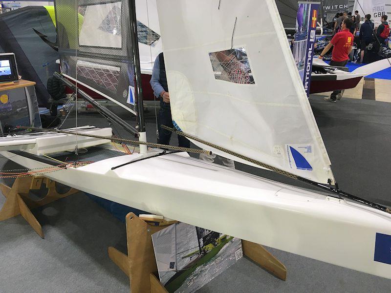Tiller extension matches jib-boom - seen at the RYA Dinghy & Watersports Show photo copyright Magnus Smith / www.yachtsandyachting.com taken at RYA Dinghy Show and featuring the International Canoe class