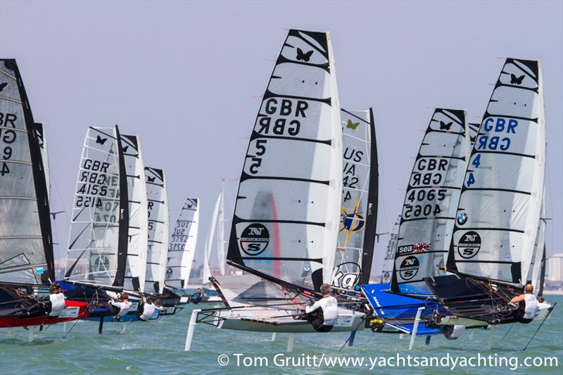 Robert Greenhalgh on the final day of International Moth World Championships photo copyright Tom Gruitt / YachtsandYachting.com taken at Hayling Island Sailing Club and featuring the International Moth class
