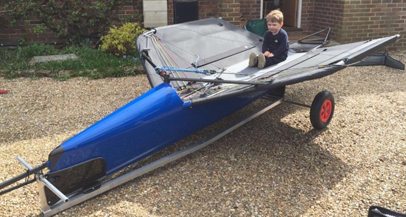 Dan getting ready for a first sail in his new boat photo copyright Dan Ward taken at  and featuring the International Moth class