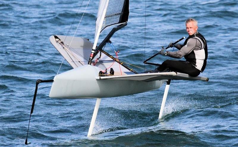 Robert Greenhalgh during the 2016 International Moth UK Nationals in Weymouth photo copyright Mark Jardine / IMCA UK taken at Weymouth & Portland Sailing Academy and featuring the International Moth class