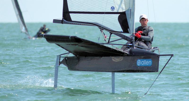 Brad Gibson during the Noble Allen 2018 International Moth UK Championship photo copyright Mark Jardine / IMCA UK taken at Thorpe Bay Yacht Club and featuring the International Moth class