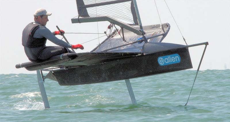 Brad Gibson during the Noble Allen 2018 International Moth UK Championship photo copyright Mark Jardine / IMCA UK taken at Thorpe Bay Yacht Club and featuring the International Moth class