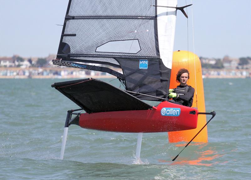 Lennon deck-sweeper mainsail during the Noble Allen 2018 International Moth UK Championship at Thorpe Bay photo copyright Mark Jardine / IMCA UK taken at Thorpe Bay Yacht Club and featuring the International Moth class