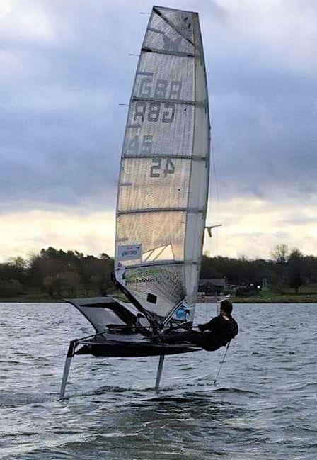 James Sainsbury having fun on Valkyrie at Rutland photo copyright Nic Streatfeild taken at Rutland Sailing Club and featuring the International Moth class