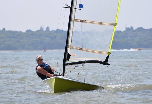 Anything is possible, as the author proves by squeezing 97 kg into a new restored International Moth. Of course the boat still sailed, but it really needed 77kg to be anything like competitive - photo © Ridge / Henshall