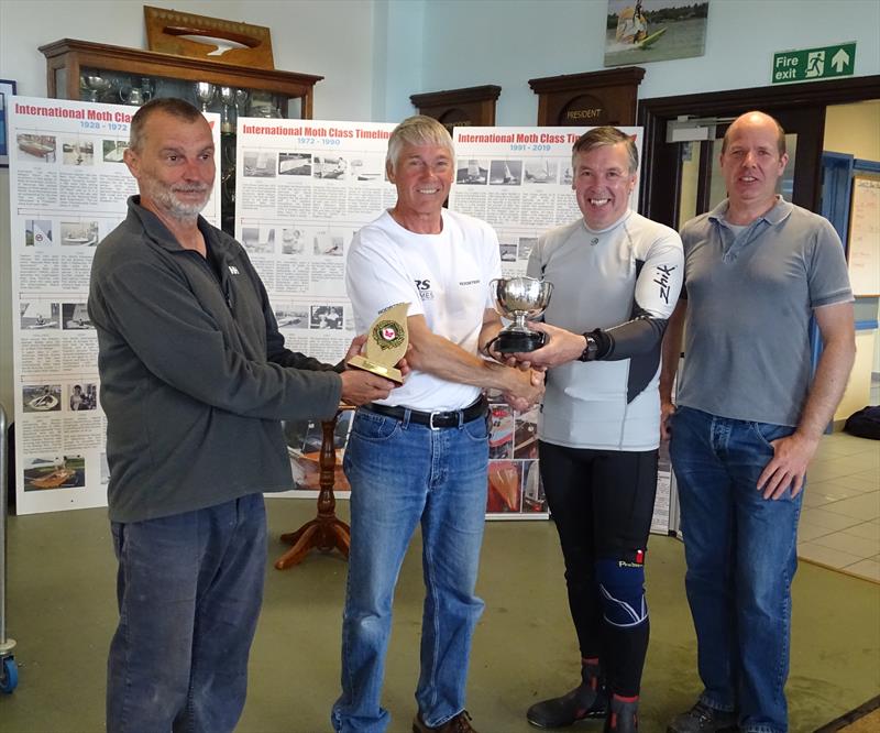 Lowrider Moth National Champion, Ian Marshall, receives the Hibbert Bowl in the 2019 Lowrider Moth Nationals at Carsington photo copyright John Butler taken at Carsington Sailing Club and featuring the International Moth class