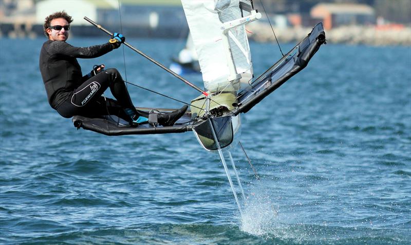 Benoit Marie finishes 3rd in the 2019 Wetsuit Outlet UK Moth Nationals at Castle Cove SC photo copyright Mark Jardine / IMCA UK taken at Castle Cove Sailing Club and featuring the International Moth class